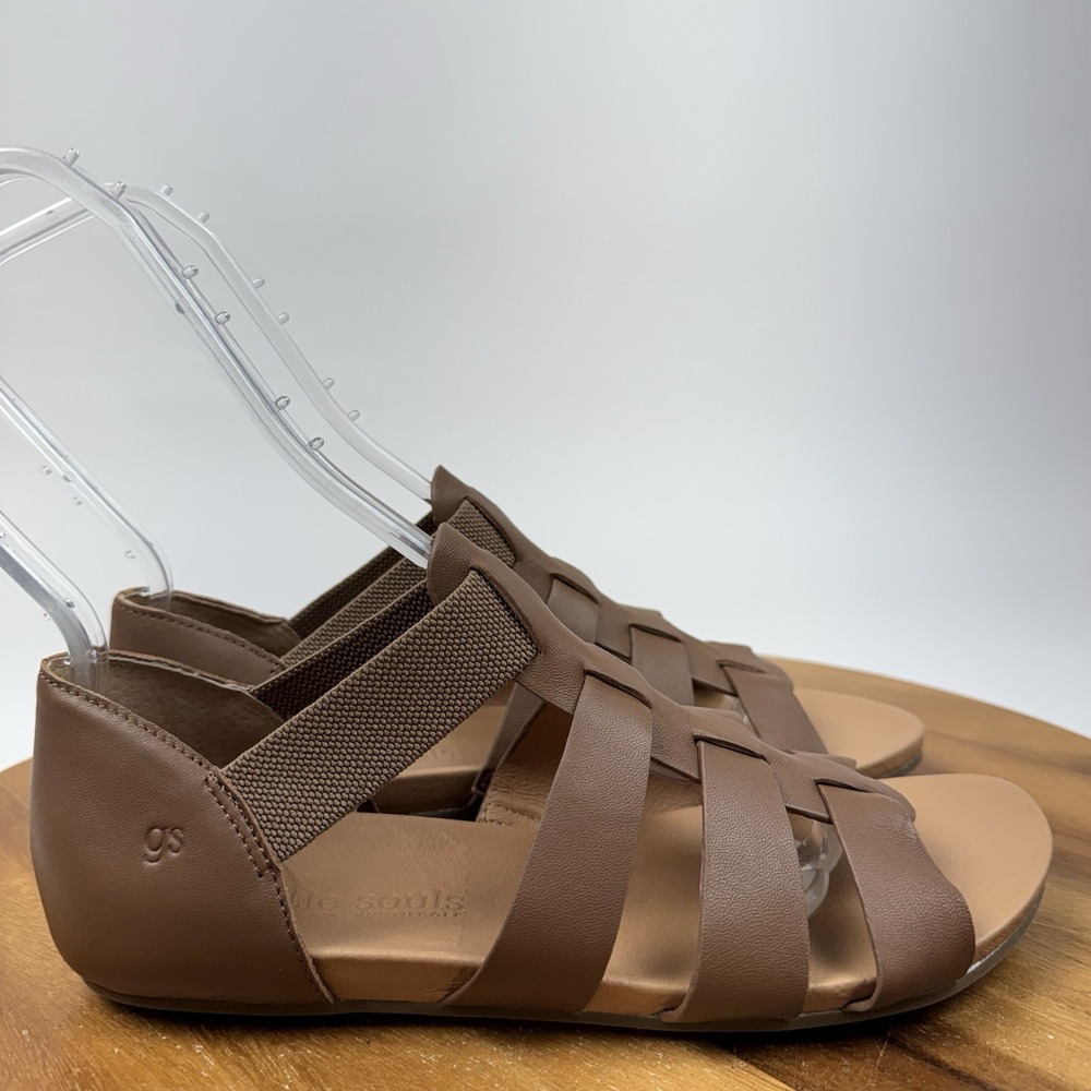 New NWOB Womens Gentle Souls Kenneth Cole Lennon Brown Leather Sandals Size 8.5